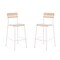 Emma and Oliver Blanchard Set of 2 Bar Stools with Metal Frames and Solid Wood Seats and Backs with Antique Finishes